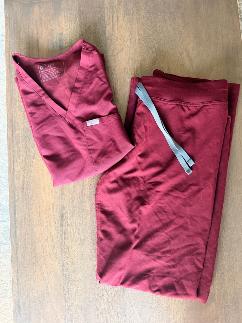 Figs Women's Burgundy Pants & Scrub Top Set
